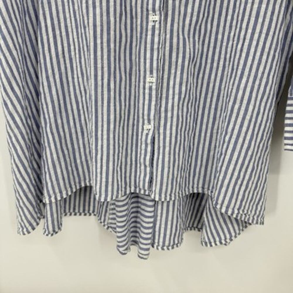 Habitat Clothes Textured Cotton Button Up Tunic XL Blue Striped Long Sleeve - Picture 4 of 12
